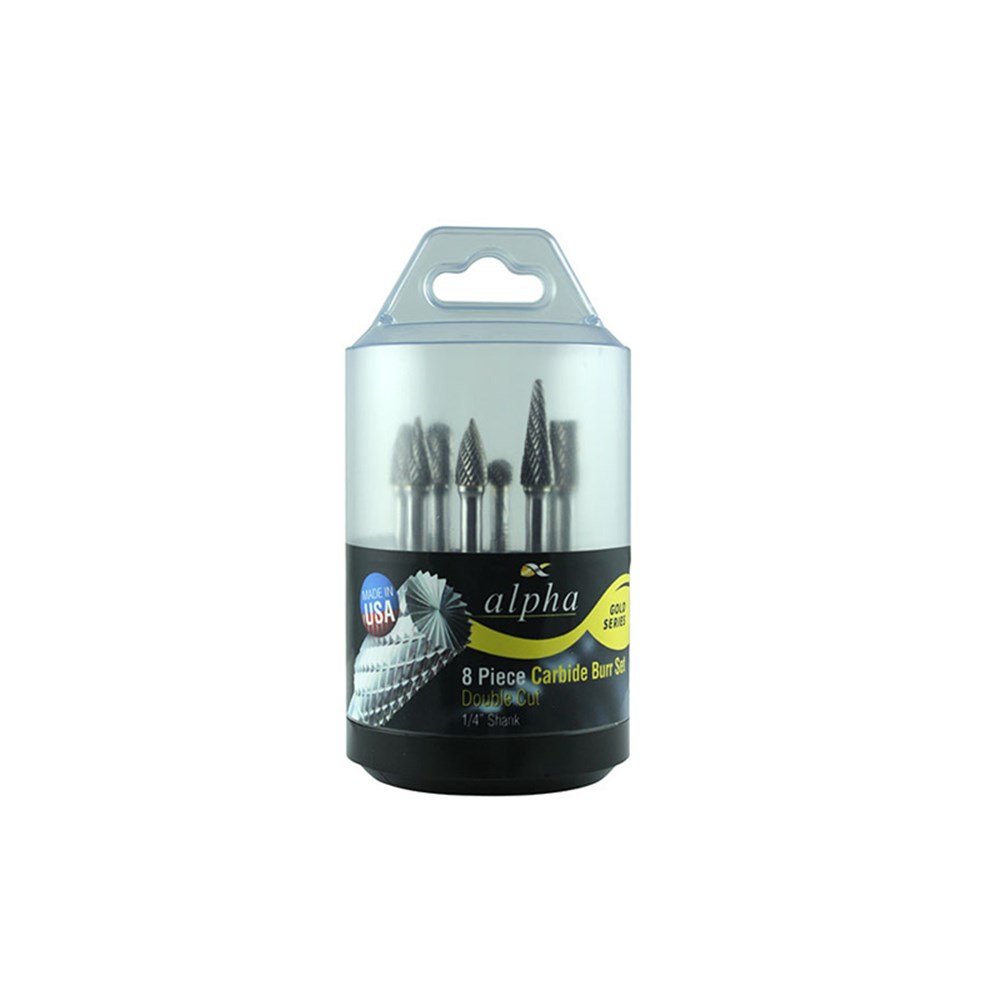 ALPHA CARBIDE BURR SET 8 PCE (SA5,SC5,SD5,SF5,SG5,SH5,SL4,SM5)